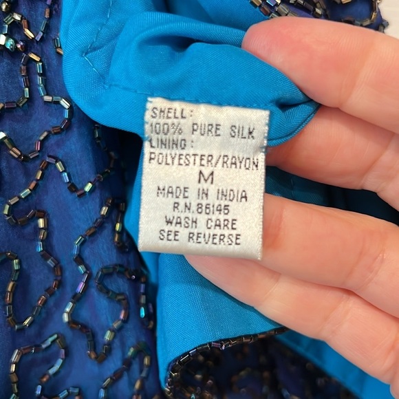 Vintage 2000 Sean Collection Blue Beaded Jacket and Dress Set EUC Size M #LD8 - Picture 4 of 16
